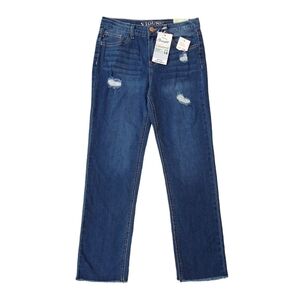 Vigoss NWT Stevie Straight Jean Willow Wash Distressed High Rise Stretchy GIRLS